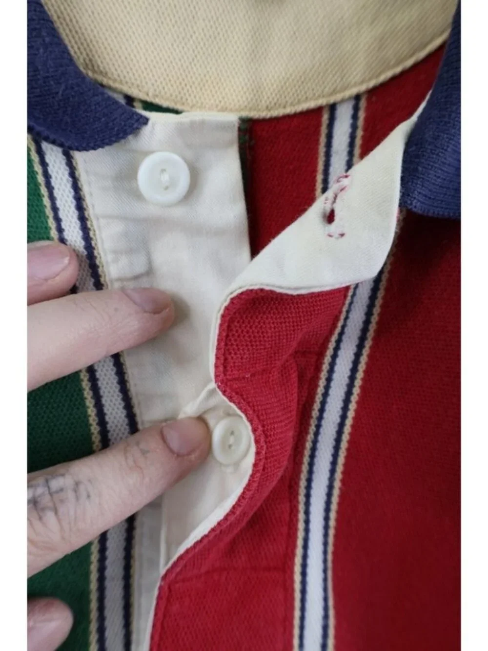 Vintage 90s Chaps Ralph Lauren Mens LT Rainbow Striped Rugby Polo Shirt Cotton